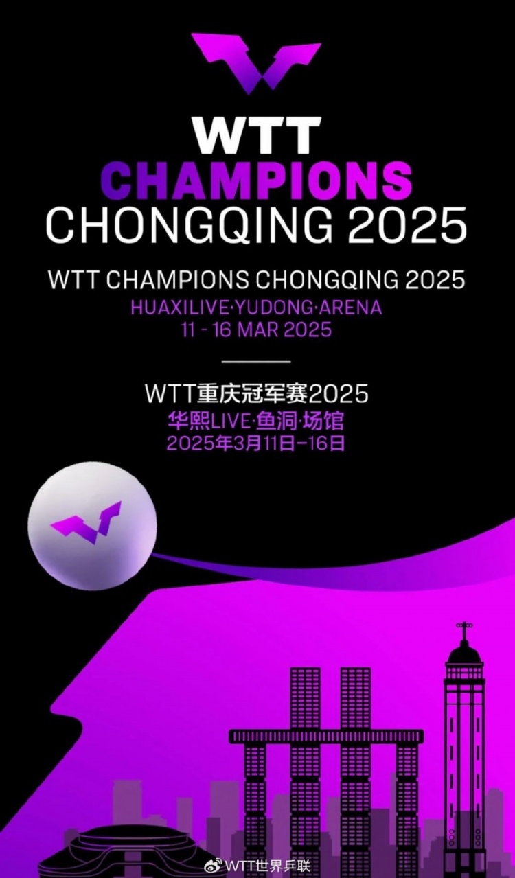 王楚钦出战！WTT重庆冠军赛赛程：3月11日开赛，16日18:30决赛